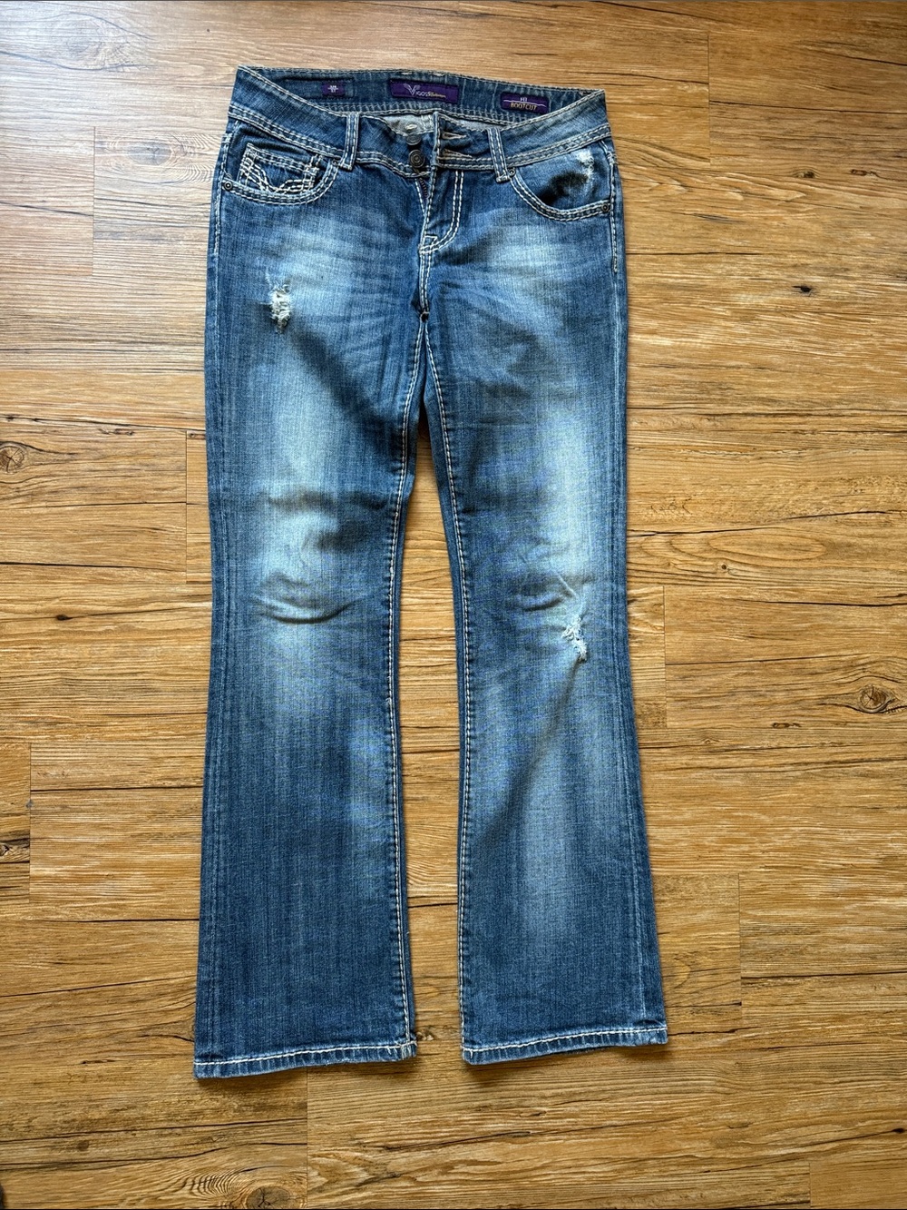 Vigoss Women's Medium Blue boot cut Distressed Jeans